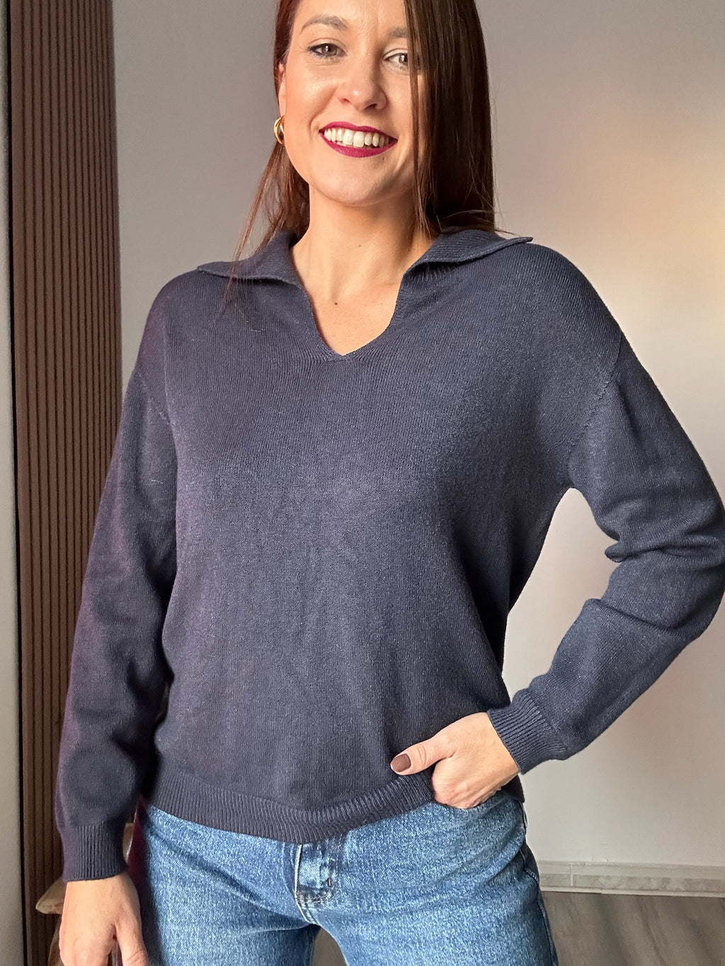 Jersey polo azul marino