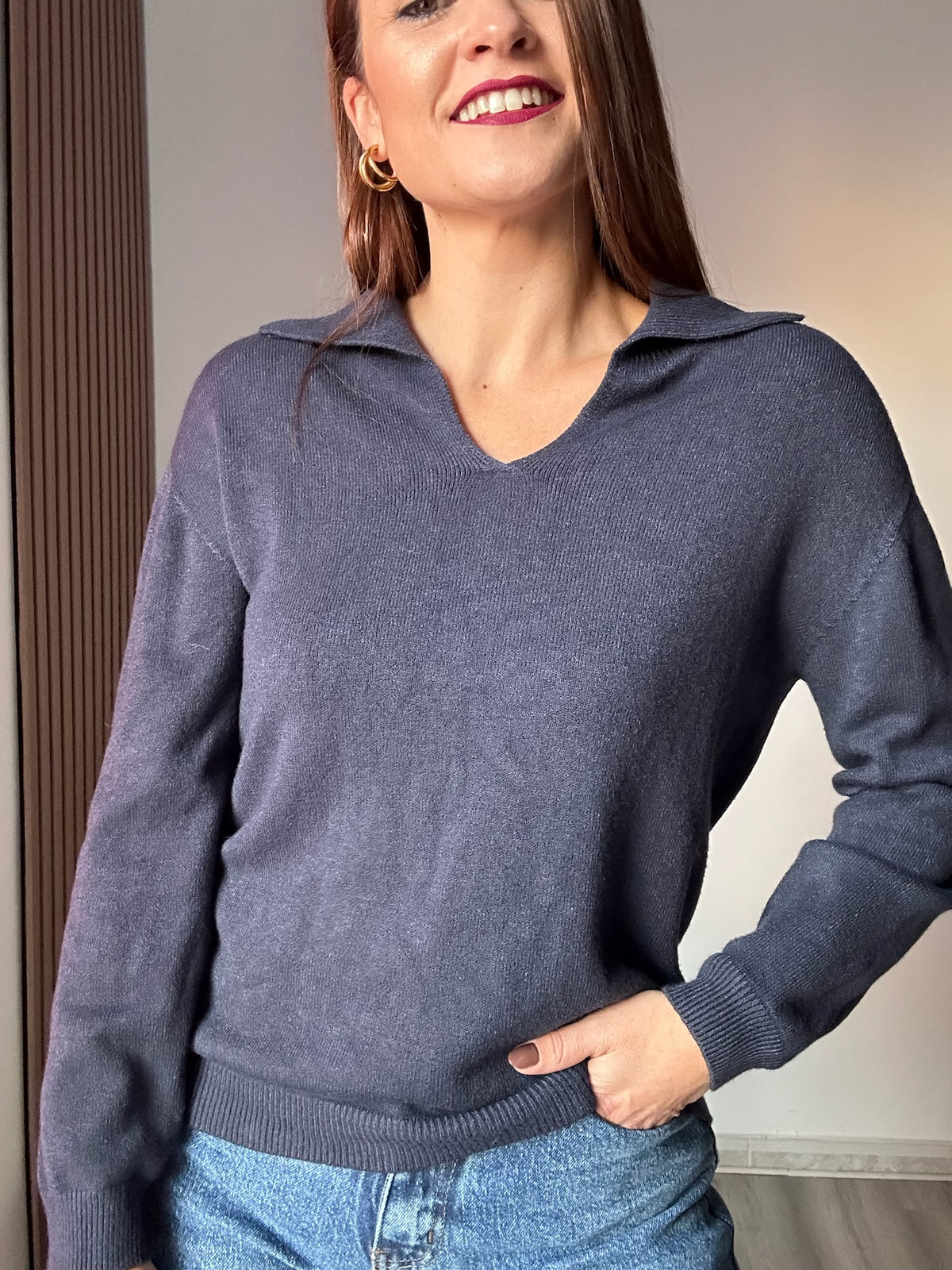 Jersey polo azul marino