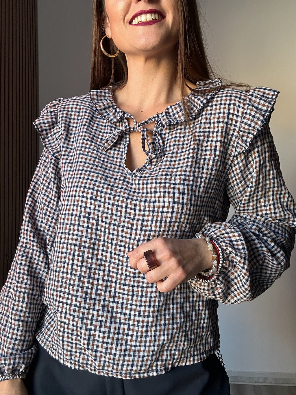 Blusa vichy tonos azules