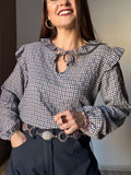Blusa vichy tonos azules