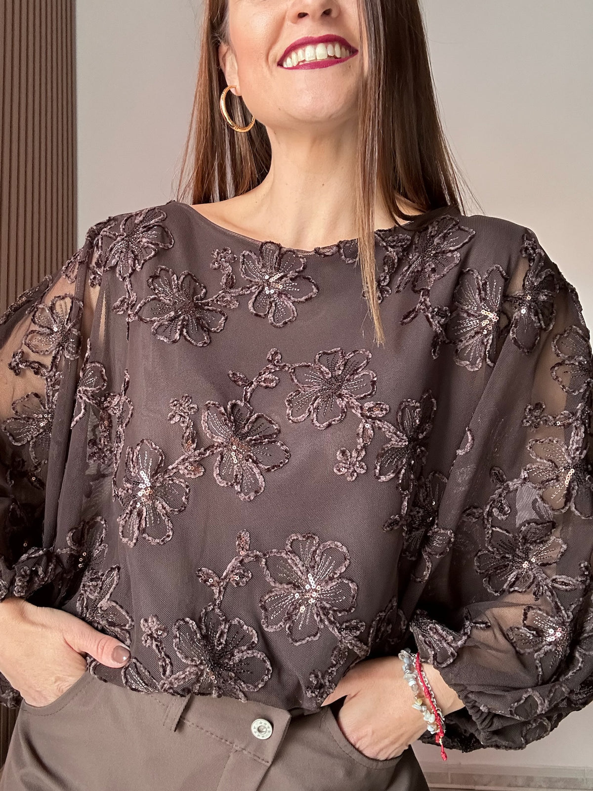 Blusa murciélago marrón