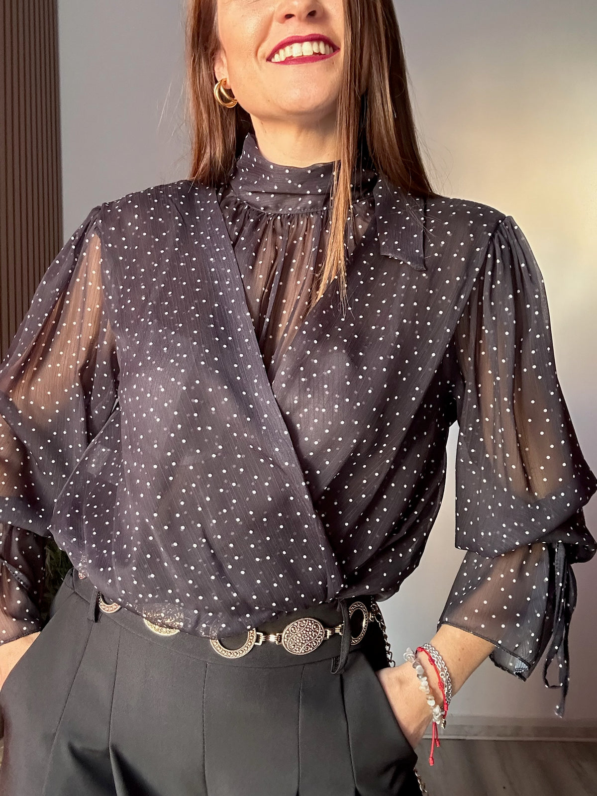 Blusa lunares efecto globo