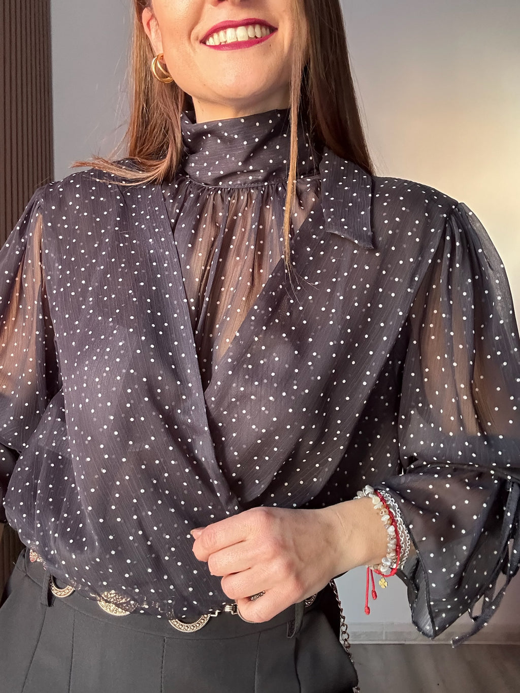 Blusa lunares efecto globo
