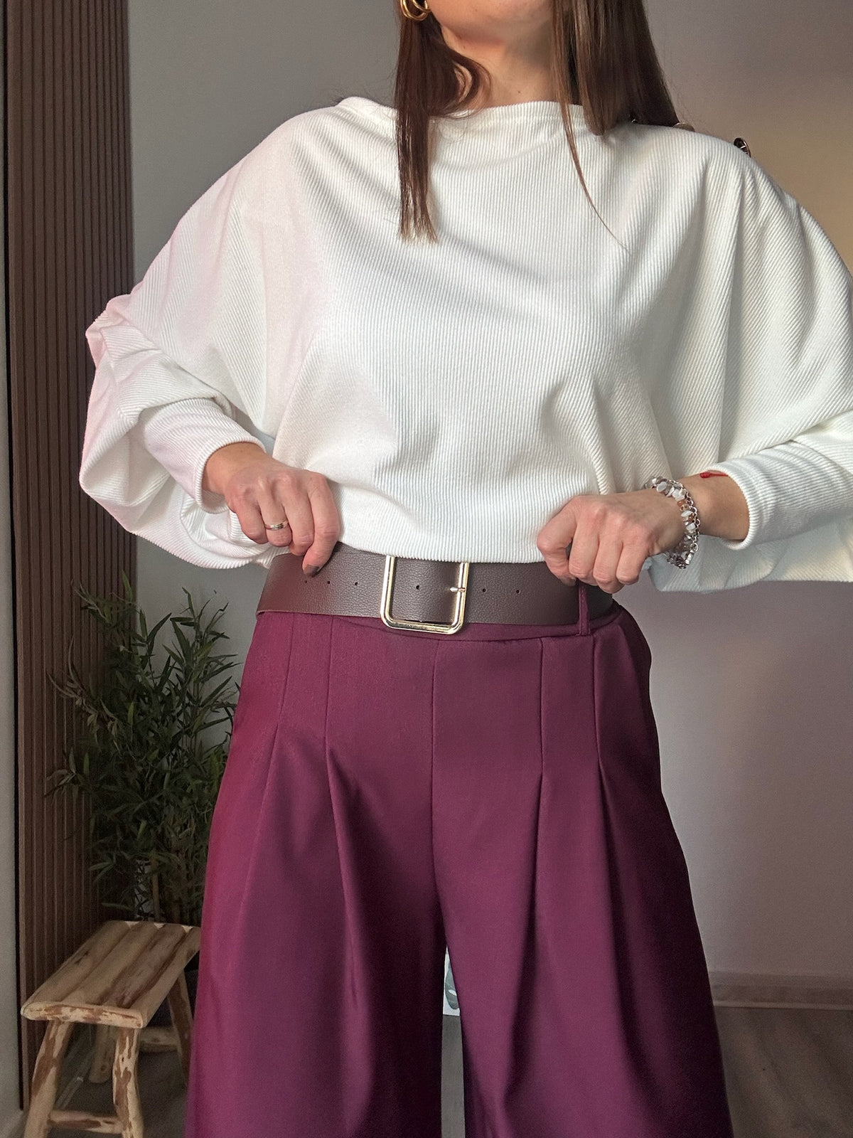 Pantalón palazzo vino