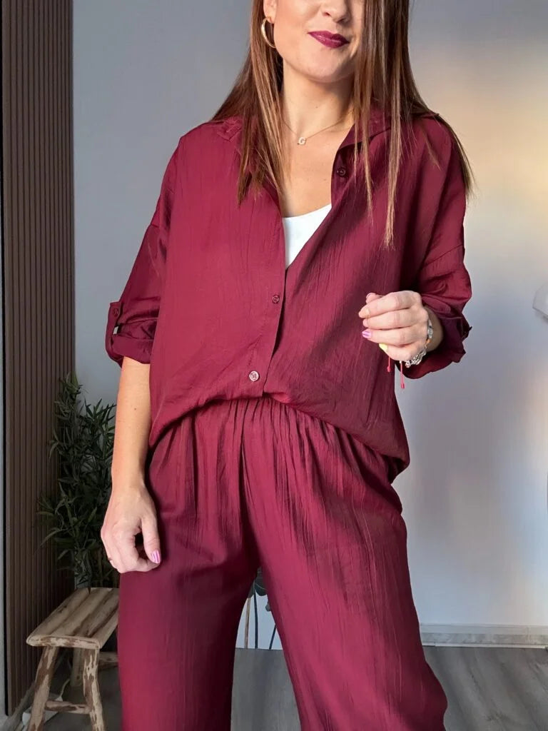 conjunto camisa burdeos