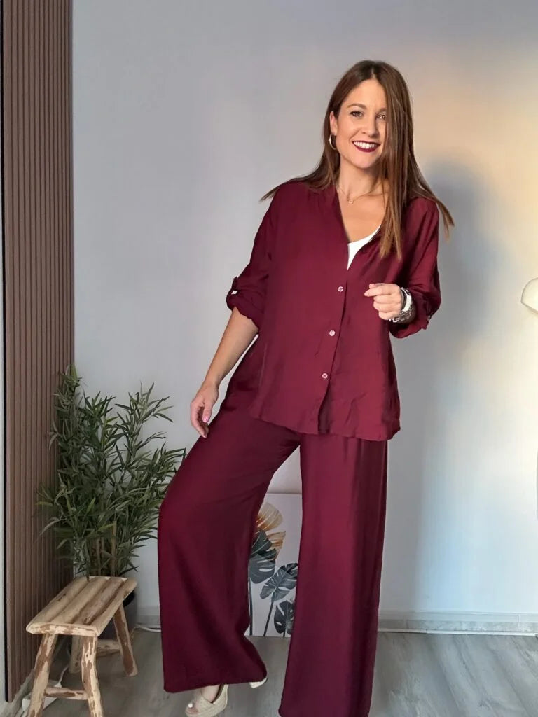 conjunto camisa burdeos