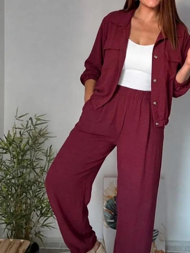 Conjunto chaqueta burdeos