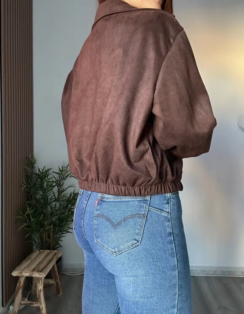 chaqueta ante marrón doble botonadura