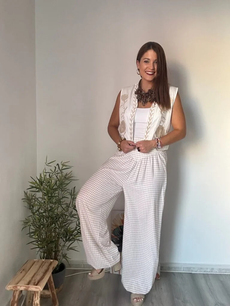 Pantalón bombacho vichy