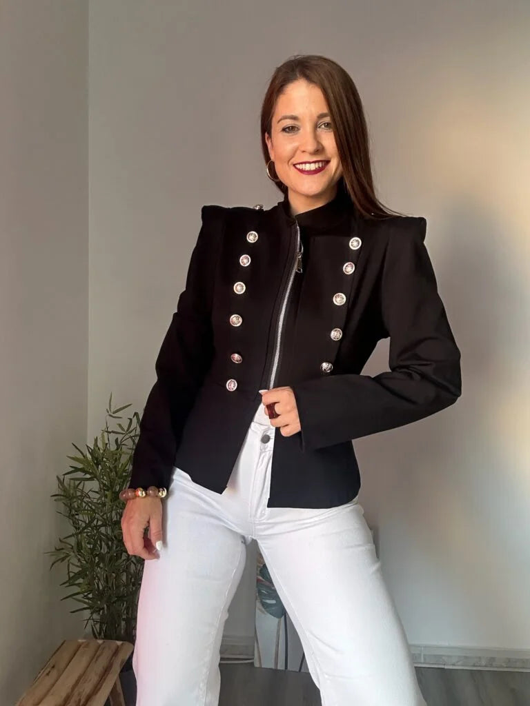 Chaqueta militar negra