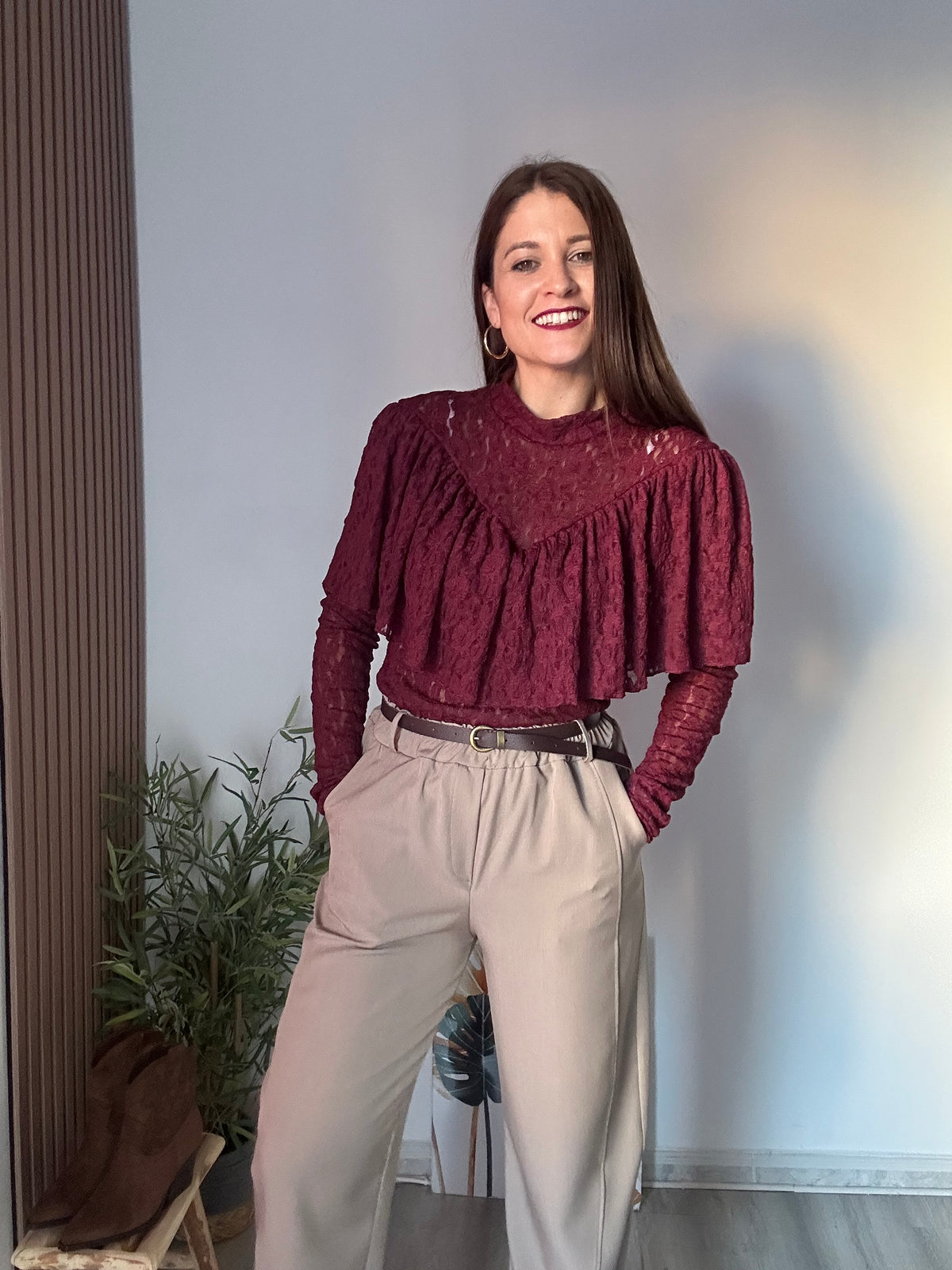 Pantalón costura taupe